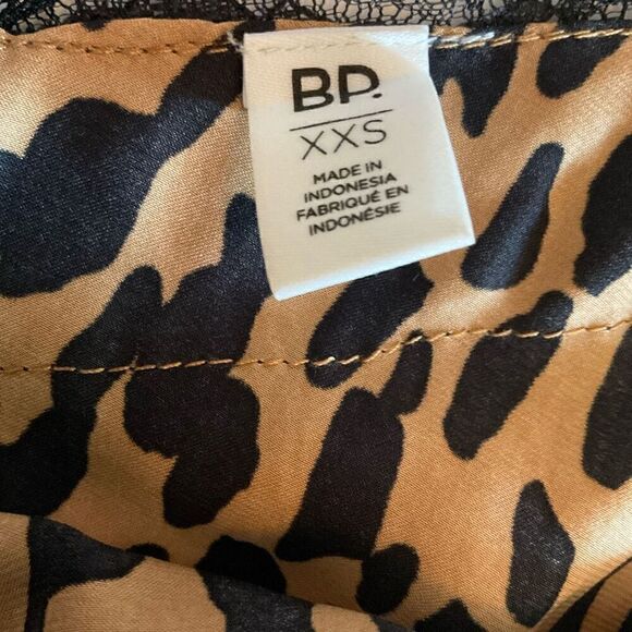 bp Camisole Top Leopard Print Brown Black Lace Fringe Spaghetti Straps XXS - Picture 3 of 9